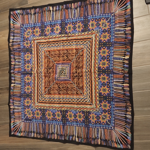Bob Mackie 100% silk scarf Tribal - Picture 2 of 3